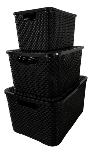 Kit 3 Caixas Organizadoras Rattan 7l,15l E 20l Armário Casa