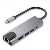 Adaptador Usb C Hub, Thunderbolt 3 5 Em 1 Tipo C Com 4k Hdm