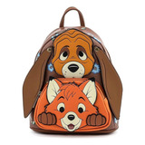 Disney Mini Mochila El Zorro Y El Sabueso Loungefly Color Café Diseño De La Tela Lisa