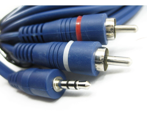 Cable Audio Mini Plug 3,5mm A 2 Rca Reforzado Azul 8 Metros
