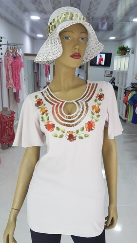 Blusa Odilia  Beige Bordados Cartago Edis