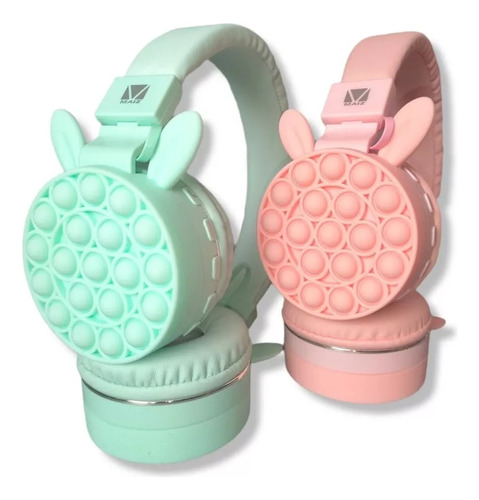 4x3 Audifonos Bluetooth Diadema Conejo Gato Kawaii Pop It