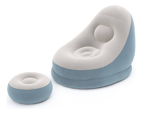 Sillon Inflable C/ Puff Bestway Gris Y Celeste