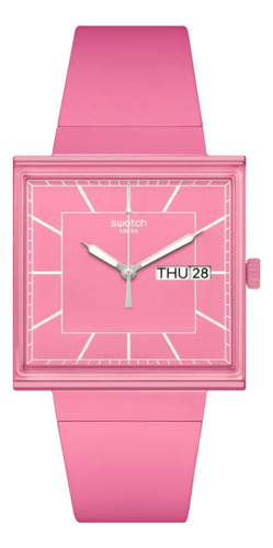 Reloj Swatch What If? Collection So34p700 What If Rose? Malla Rosa Bisel Rosa Fondo Rosa