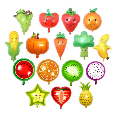 Globos Frutas Y Verduras Metalizados Super Multi 16 Piezas Decoración Fiesta Vegetable Fruit Balloon