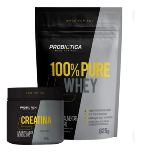 100% Pure Whey 900g Refil - Probiótica + Creatina 300g
