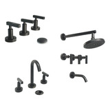 Set Griferia Ducha Lavatorio Bidet Trovani New Soho Black