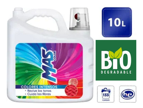 Detergente Líquido Mas Color 10 Lts Biodegradable