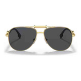 Gafas De Sol Versace Medusa Polis Gold 0ve2236 10028759, Color De Lente Gris Oscuro, Diseño Liso