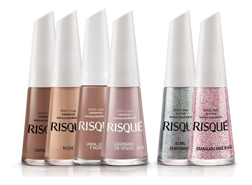 Kit Esmalte Risque Nudes E Glitter C/6