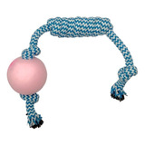 Juguete Para Perros Jaladera De Cuerda Con Pelota De Goma Color Azul/rosa