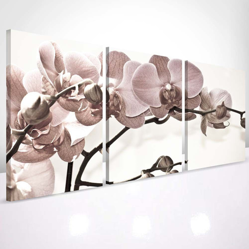 Kit Quadro Decorativo 120x60 Orquidea Rosa Flor Mosaico Lind