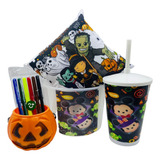 Kit Infantil Halloween- Balde/pinte E Lave/copo/abobora 