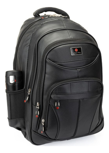 Mochila Masculina Notebook Couro Sintético Executiva Laptop Cor Preto