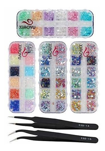 Vidriantes - Xiaoyu 4 Cajas Nail Art Rhinestones Kit Nail Rh