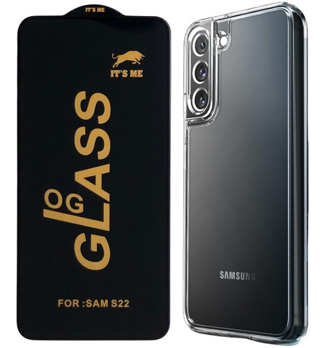 Forro Rígido Transparente + Vidrio 10d Para Samsung S22 Plus