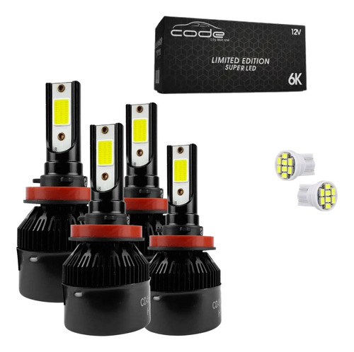 Kit 4 Lâmpada Ultra Led Super Farol Alto Baixo + Milha 6000k