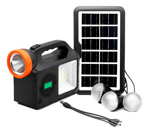 Radio Solar Lámpara 80w Recargable 3 Bombillos Bluetooth