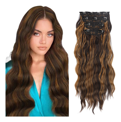 Extensiones De Cabello Largo Y Ondulado, 4 Piezas