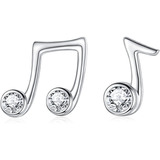 Aretes De Plata De Ley 925 Con Notas Musicales Y Circonitas 