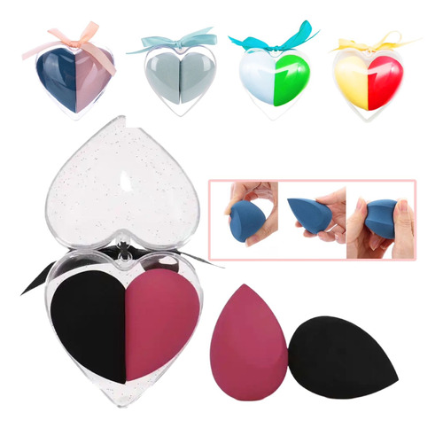 Kit X2 Esponjas Beauty Blender Con Estuche Corazon Make Up