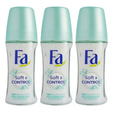 3 Desodorante Fa Soft & Control Roll-on Importado 50ml