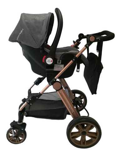 Coche De Paseo Happy Baby Alizze Travel System Gris Con Chasis Color Dorado