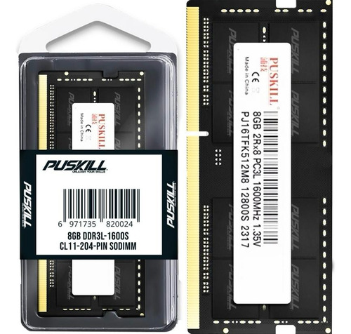 Memória Ram Notebook Puskill 8gb Ddr3 1600mhz 1.35v Sodimm