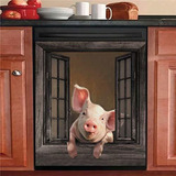 Magnetic Funny Pig Dishwasher Sticker Kitchen Cabinet Panels