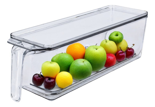 Organizador Refrigerador Transparente Con Tapa Y Mango