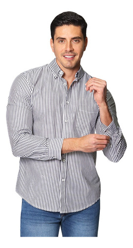 Camisas Hombre Rayas Casual Vestir Moda Slim Fit Caballero