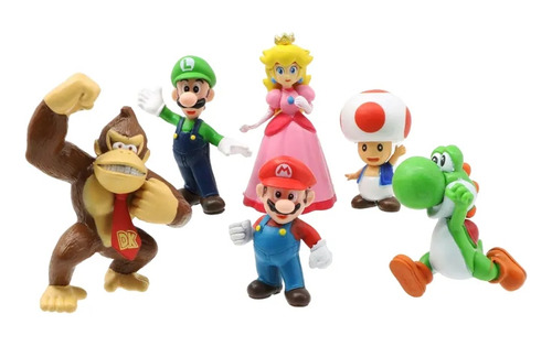 6 Figuras Mario Bros De Pvc De 4-7cm Coleccionable