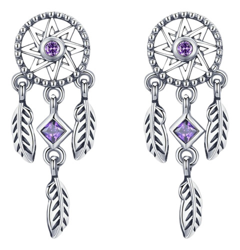 Elegantes Aretes Atrapa Sueños Plata Ley 925 E211 Cristal