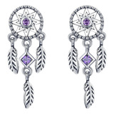 Elegantes Aretes Atrapa Sueños Plata Ley 925 E211 Cristal