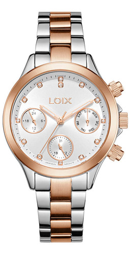 Reloj Loix Dama L1257-3 Plateado Con Oro Rosa