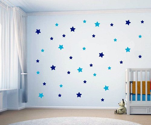 Vinilo Decorativo Recamara Niños Plantilla Estrellas 