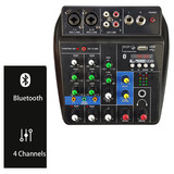 Mixer Usb Bluetooth De 4 Canais, Reprodutor De Mp3, Voltagem