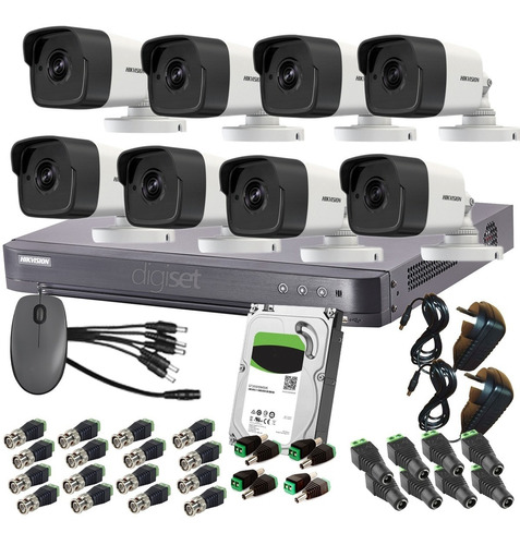 Kit Seguridad Hikvision Dvr Full Hd 8ch + 8 Camara Turbo Hd 