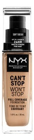 Base De Maquillaje Nyx Cosmetics Can´t Stop Won´t Stop Tono Soft Beige 30ml