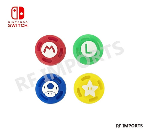 4 Grip Caps Protetor Analogico Mario Joy Con Nintendo Switch