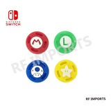 4 Grip Caps Protetor Analogico Mario Joy Con Nintendo Switch