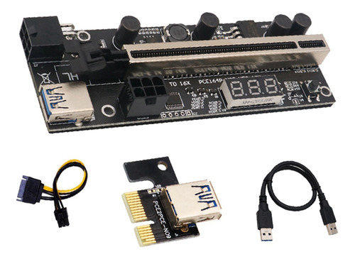 Juego De 3 Extensiones Gráficas Pcie Riser De 1 A 16 X Con T