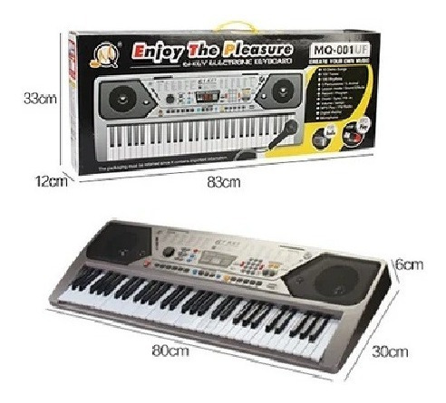 Piano Teclado Electrónico  Micrófono Usb 61 Teclas Mq-001