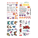 Kit Com 4 Cartelas Tatuagem Tatoo Temporária Intima Erótica 