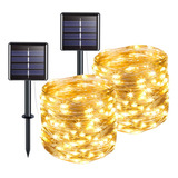 Kit 2 22m 200led Pisca Fio De Fada Solar Decorações Natal