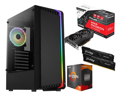 Pc Gamer Amd Rx 6600 Ryzen 7 Ram 32gb Ddr4 1 Tb Ssd Wifi