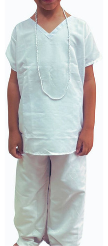 Conjunto Infantil Branca Candomblé Umbanda Masculino 2 Peças