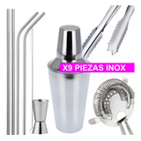 Set Kit Cocteleria Bartender Barman Para Tragos Acero Inox