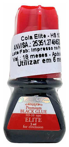 Cola Elite Hs10 3ml Premium Black Glue Extensão De Cílios
