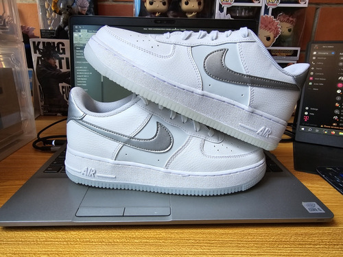 Tenis Nike Air Force One Af1 Originales Swosh Plateado